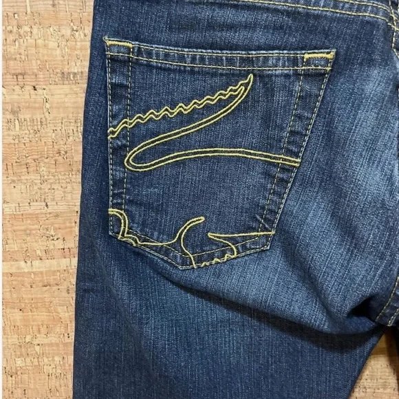 Lacoste Blue Boot Cut Jeans with Gold Stitching - Picture 3 of 7